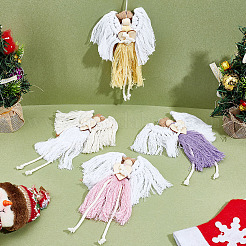 4Pcs Angel Handmade Woven Macrame Cotton Thread Pendant Decorations&nbsp;HJEW-MA00018