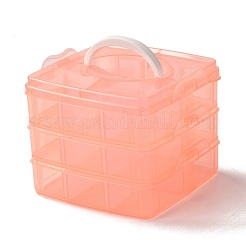 長方形のポータブルppプラスチック製の取り外し可能な収納ボックス  18層とハンドル付き  15x16.5x13.5コンパートメントオーガナイザーボックス  ライトサーモン  [1]cm&nbsp;CON-D007-02B