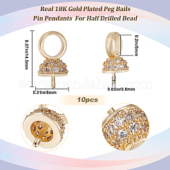 10Pcs Brass Micro Pave Cubic Zirconia Cup Pearl Peg Bails Pin Pendants&nbsp;KK-BBC0008-98