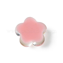 半透明の樹脂カボション  笑顔の花  ピンク  9x9x3.3mm&nbsp;RESI-E039-01D
