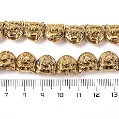 電気めっき合成非磁性ヘマタイト ビーズ 連売り  虎の頭  黄金メッキ  11.5x11.5x7.5mm  穴：1.2mm  約35個/連  15.55''（39.5センチメートル）&nbsp;G-Q174-04A