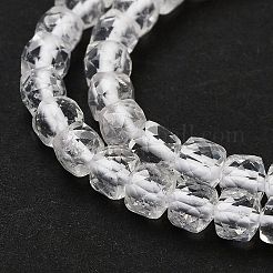 天然水晶ロッククリスタルビーズ連売り  多面カット  キューブ  3.5~4.5x3.5~4x3.5mm  穴：0.6mm  約103~106個/連  15.55'~15.75''（39.5~40センチメートル）&nbsp;G-H042-A45-02
