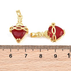 Brass Pave Red Cubic Zirconia Pendants&nbsp;CU-CBA9AB3-06G