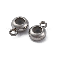 201 ステンレス鋼チューブベイル  シリコンシールリング付き  フラットラウンド  ステンレス鋼色  9x6x3mm  穴：1.2/1.8mm&nbsp;STAS-S171-02P-01