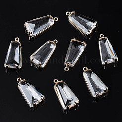 クリアガラスペンダント  真鍮パーツ  長持ちメッキ  多面カット  台形  ライトゴールド  23.5x11x5mm  穴：1.4mm&nbsp;X-GLAA-Q088-024B