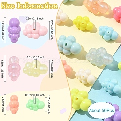 50個の不透明なアクリルビーズ  雲  ミックスカラー  25~32.5x17~22.5x13~17mm  穴：1.6~3mm&nbsp;MACR-YW0003-54