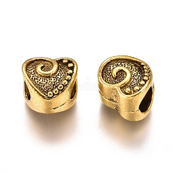 合金ヨーロピアンビーズ  大穴ビーズ  ハート  アンティーク黄金  10x10.5x9mm  穴：5mm&nbsp;MPDL-L028-84AG