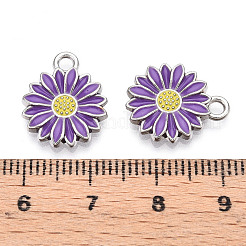 合金エナメルチャーム  デイジー  ミックスカラー  青紫色  16x13x2mm  穴：2mm&nbsp;ENAM-A139-05P-02