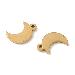 304ステンレススチールチャーム  ムーンチャーム  ゴールドカラー  9.5x6x1mm  穴：1mm&nbsp;STAS-K306-17B-G