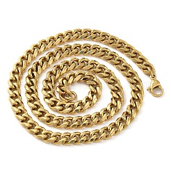 Ion Plating(IP) 304 Stainless Steel Cuban Link Chain Necklace for Men Women&nbsp;NJEW-C013-01G