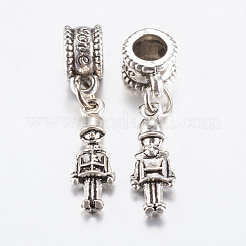 チベット風合金ヨーロピアンダングルチャーム  大穴ペンダント  兵士  アンティークシルバー  28mm  ペンダント：18x6x3.5mm  穴：4.5mm&nbsp;PALLOY-F199-35AS