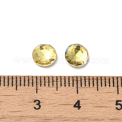 ガラスラインストーンカボション  ポイントバック＆バックメッキ  多面カット  フラットラウンド  黄水晶  6x2.7mm&nbsp;RGLA-P037-10A-D226