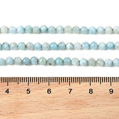 天然石ラリマービーズ連売り  多面カット  ラウンド  3.5~4mm  穴：0.7mm  約94~98個/連  14.96''~15.55''（38~39.5センチメートル）&nbsp;G-K376-A03-4mm