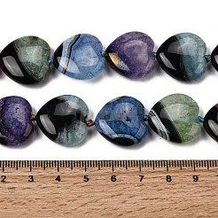 天然石瑪瑙ビーズ連売り  染め＆加熱  ハート  ミックスカラー  19~19.5x20x7~7.5mm  穴：1.8mm  約20個/連  15.67~15.87''（39.8~40.3センチメートル）&nbsp;G-F820-E01-01