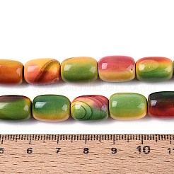 染め加工天然石瑪瑙ビーズ連売り  バレル  カラフル  14x9~10mm  穴：1mm  約28個/連  15.16~15.35''（38.5~39センチメートル）&nbsp;G-T144-35