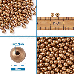 スプレー塗装天然木ビーズ  ラウンド  ゴールド  14mm  穴：4mm  400個/セット&nbsp;WOOD-TA0002-25C-02