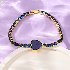 Brass Micro Pave Cubic Zirconia Link Chain Bracelets for Women&nbsp;BJEW-K273-01G