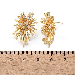 真鍮製スタンドピアス  クリアキュービックジルコニア  18KGP本金メッキ  28x19mm&nbsp;EJEW-S249-02G