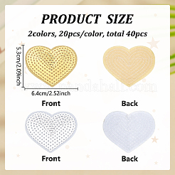 40Pcs 2 Colors Computerized Embroidery Cloth Iron on/Sew on Patches&nbsp;HEAR-FG0001-01