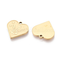 Religion 304 Stainless Steel Heart Pendants&nbsp;STAS-T073-05G