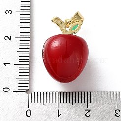 樹脂チャーム  チェリー  真鍮のラインストーンパーツ  ファイヤーブリック  23x15.5mm  穴：7x3.5mm&nbsp;KK-P320-10A-G