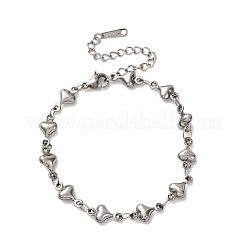 304 Stainless Steel Heart Link Bracelets for Women&nbsp;BJEW-L706-03P