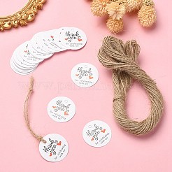 感謝祭をテーマにしたラウンドドット紙ハングギフトタグ 100 個  麻ひも付き  ホワイト  3cm&nbsp;CDIS-YW0001-10B
