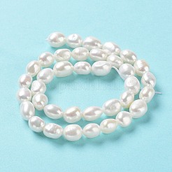 天然養殖淡水パールビーズ連売り  両面研磨  グレード5 A  貝殻色  9~10x8~9x7~8mm  穴：0.6mm  約36~37個/連  13.78''（35~36センチメートル）&nbsp;PEAR-Z002-09