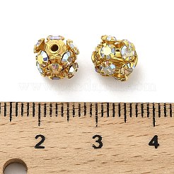 7mm真鍮クリスタルABラインストーンビーズ  ラウンド  ジュエリープロジェクト向け  ゴールドカラー  7x7.5mm  穴：1mm&nbsp;KK-S519-01B-01G