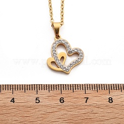 304 Stainless Steel Crystal Rhinestone Heart Pendant Cable Chain Necklaces for Women&nbsp;LS-NJEW-Z056-01A-G
