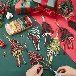 DIY Handmade Woven Cotton Christmas Tree Keychain Making Kits&nbsp;DIY-SC0028-13B