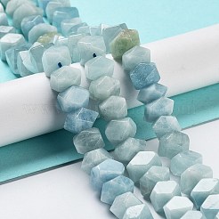 天然石アクアマリンビーズ連売り  ナゲット  多面カット  6~8x10.5~14x8~9.5mm  穴：1.2mm  約57~61個/連  15.16''~15.39''（38.5~39.1センチメートル）&nbsp;G-D091-A19