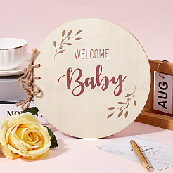 Round with Word Welcome Baby Wood Baby Shower Guest Book Alternatives for Boy or Girl&nbsp;DIY-WH20002-58A
