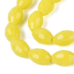 オペークソリッドカラーガラスビーズ連売り  ライス  多面カット  シャンパンイエロー  8~9x5~6mm  穴：0.9~1mm  約67~68個/連  22.83~23.62インチ（58~60cm）&nbsp;GLAA-N071-01A-C03