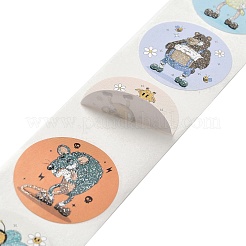 粘着紙絵ステッカー  丸いドット装飾ステッカー  混合図形  25mm  300PCS /ロール&nbsp;STIC-A001-01A