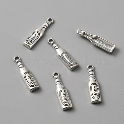 チベットスタイルの合金チャーム  ワインボトル  アンティークシルバー  23.5x6x3mm  穴：1.6mm&nbsp;FIND-CJC0006-32AS