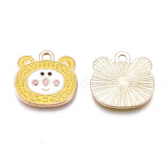 合金エナメルチャーム  カドミウムフリー＆ニッケルフリー＆鉛フリー  ライトゴールド  クマの頭  きいろ  16x16x1.5mm  穴：1.6mm&nbsp;ENAM-N054-74E