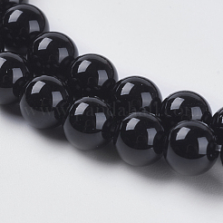 Natural Black Onyx Beads Strands&nbsp;G-G591-6mm-06