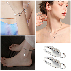 スターリングシルバーのロブスタークロウ留め金10個925個  スタンプ925個付き  銀  12x4.3x2.5mm  穴：3mm&nbsp;STER-BBC0001-01