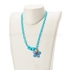 Transparent Acrylic Flower Pendants Necklaces&nbsp;NJEW-JN03521-04