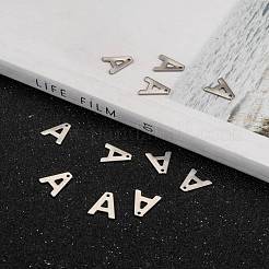変色しない304ステンレススチールの文字チャーム  文字.a  11x10x0.5mm  穴：1mm&nbsp;X-STAS-O072-A