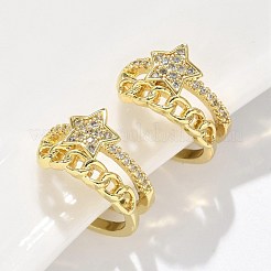 Brass Micro Pave Clear Cubic Zirconia Cuff Earrings&nbsp;EJEW-F359-09G-01
