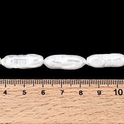 電気メッキガラスシェルパールビーズ連売り  不規則な楕円形  ホワイト  20~23x6.5~8mm  穴：1mm  約18~19個/連  15.75~16.30''（40~41.4センチメートル）&nbsp;BSHE-B009-C01-7x21mm