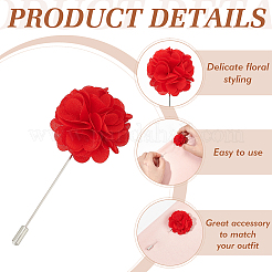 4Pcs 4 Colors Flower Polyester Lapel Pin Brooches for Men&nbsp;JEWB-FG0001-21