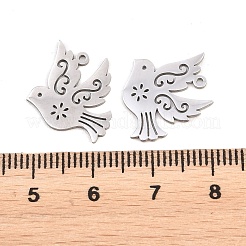 宗教をテーマにした304ステンレススチール製のチャーム  鳩チャーム  ステンレス鋼色  15x15x1mm  穴：1mm&nbsp;STAS-E521-07P-09