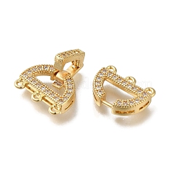 Brass Micro Pave Clear Cubic Zirconia Fold Over Clasps&nbsp;KK-H480-40G