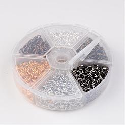 真鍮製オープン丸カン1箱  ラウンド  ミックスカラー  18ゲージ  6x1mm  内径：4mm  約120g/ボックス&nbsp;KK-X0060-6mm