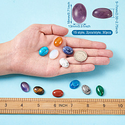 30pcs 15 Style Natural & Synthetic Gemstone Cabochons&nbsp;G-KS0001-08