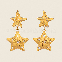 304 Stainless Steel Cubic Zirconia Dangle Stud Earrings&nbsp;WG7D1EF-01