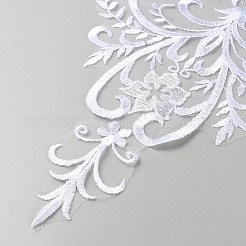 花エスニックスタイル刺繍ポリエステルレースアップリケ  ホワイト  588x284x0.9mm&nbsp;AJEW-WH0471-59